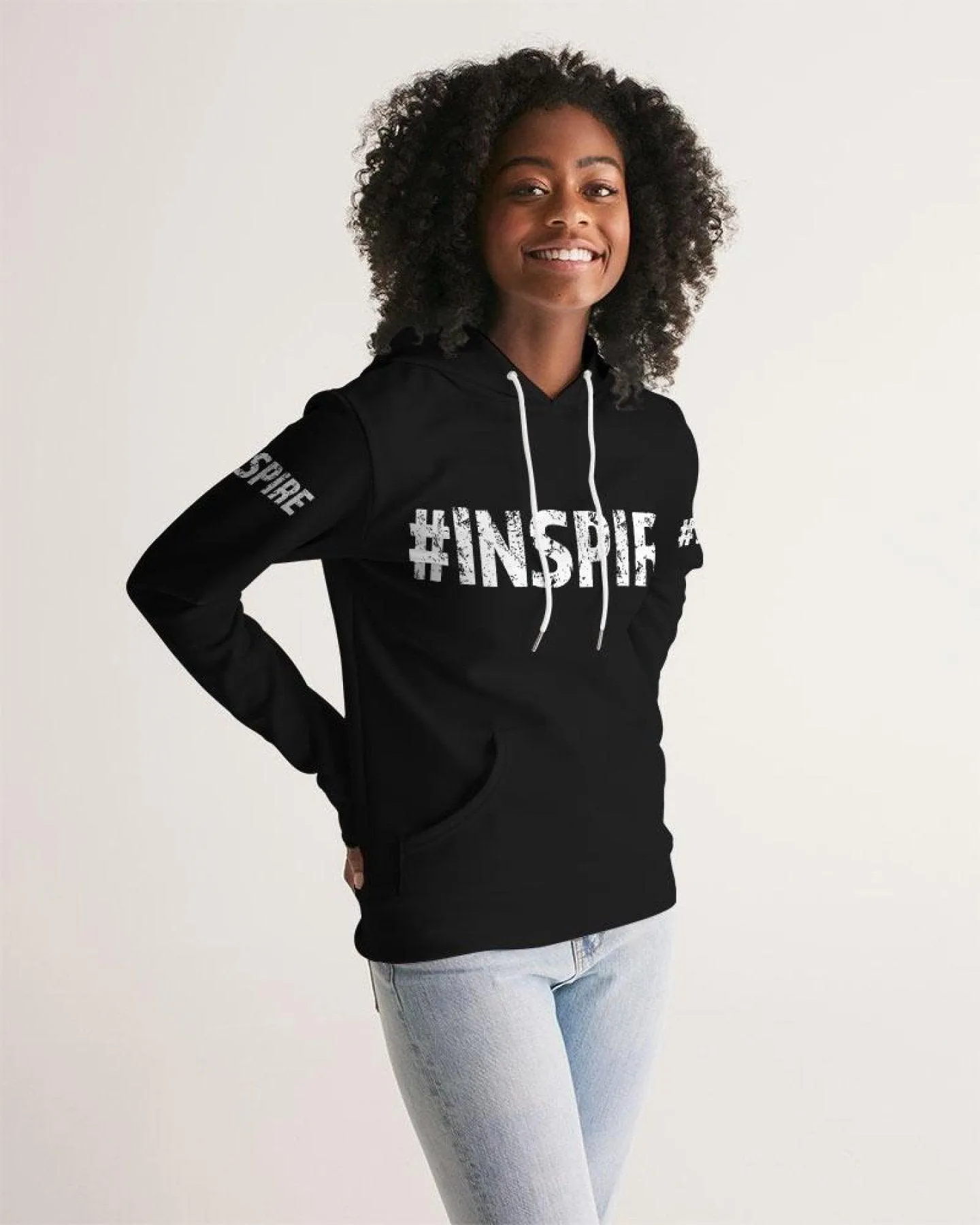 Womens Hoodie - Pullover Hooded Sweatshirt - White Graphic /inspire