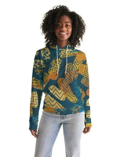 Womens Hoodie - Pullover Sweatshirt - Graphic / Blue Abstract