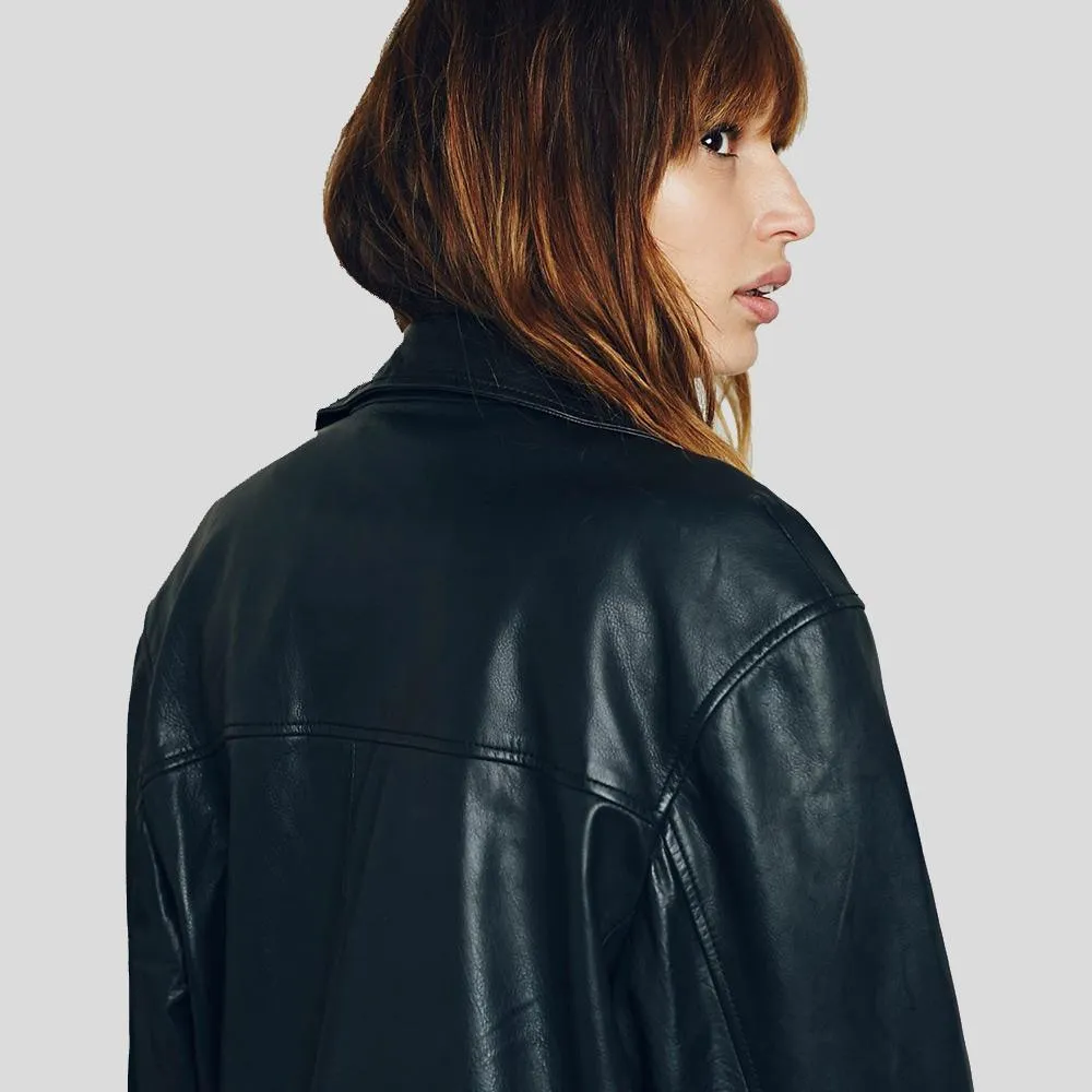 Women's Lucia Black Biker Leather Jacket