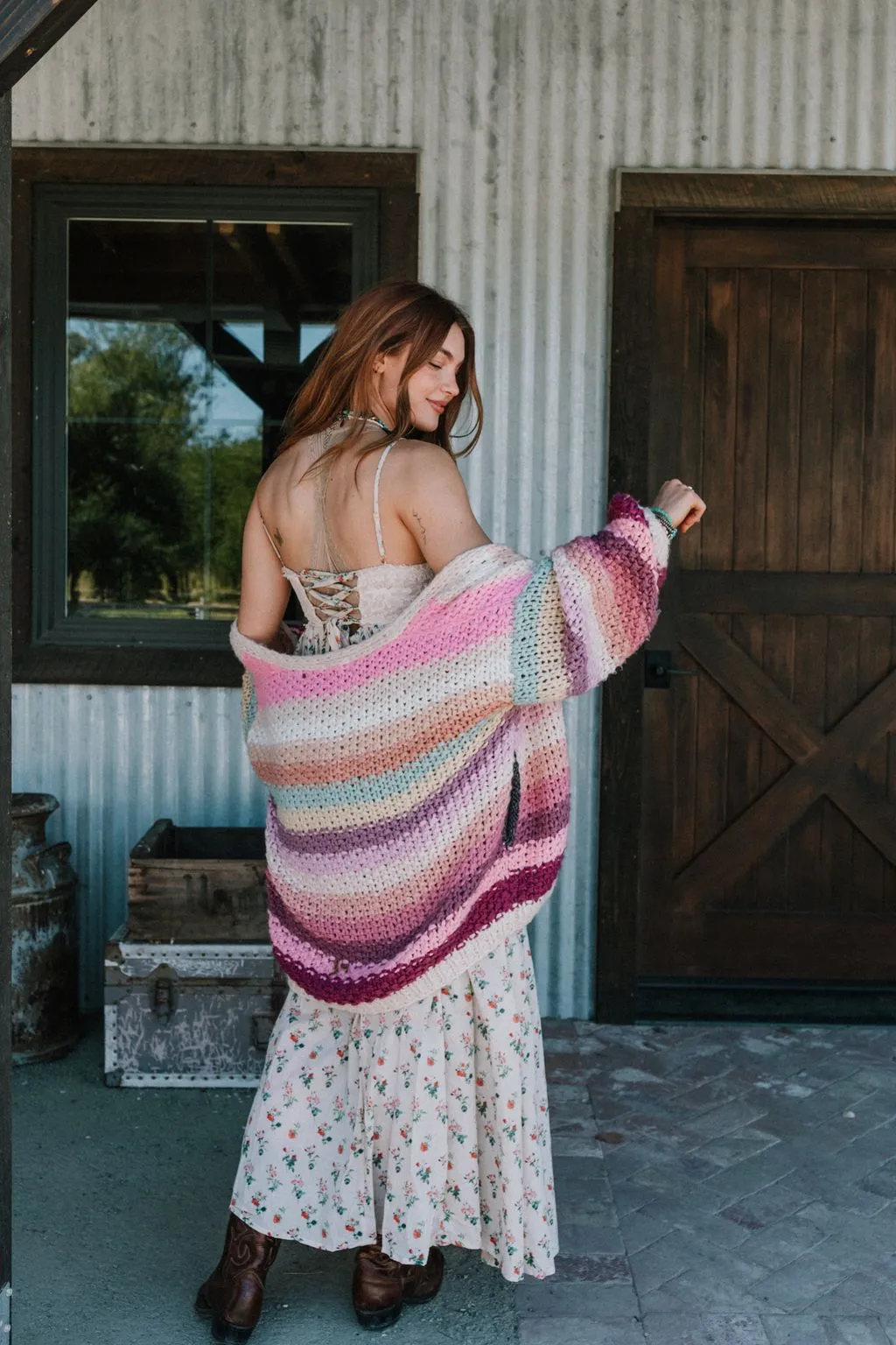 Wrapped up in Color Knit Cardigan - Pink Multi