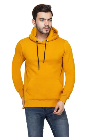 Yellow Relaxed Fit Hooded Sweatshirt For Men By LazyChunks